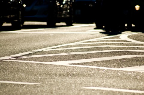 Asphalt painted in different colors